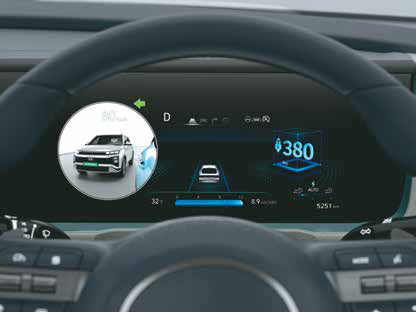 Hyundai Creta Electric — Blind-spot view monitor (BVM) shows the side camera feed in the cluster