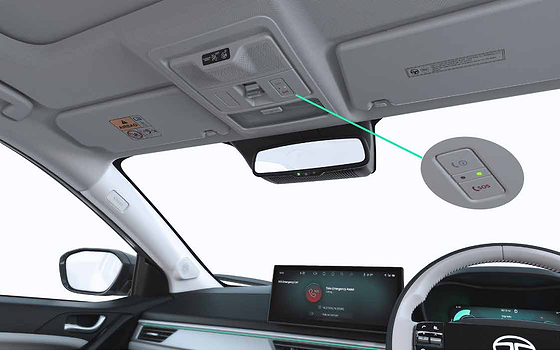 Tata Curvv EV, SOS call function on the overhead console for immediate emergency assistance