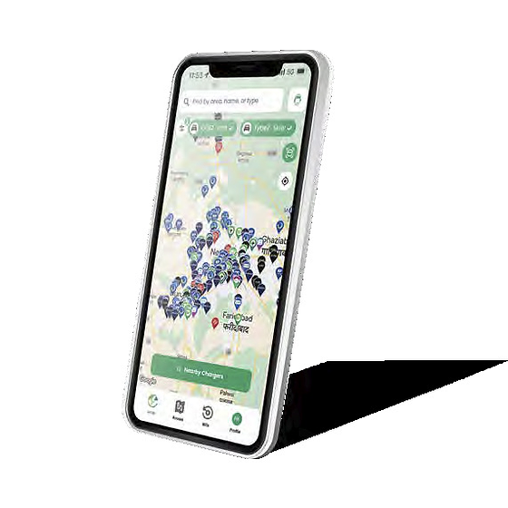 MG M9, In-app locator for nearby public charging stations.