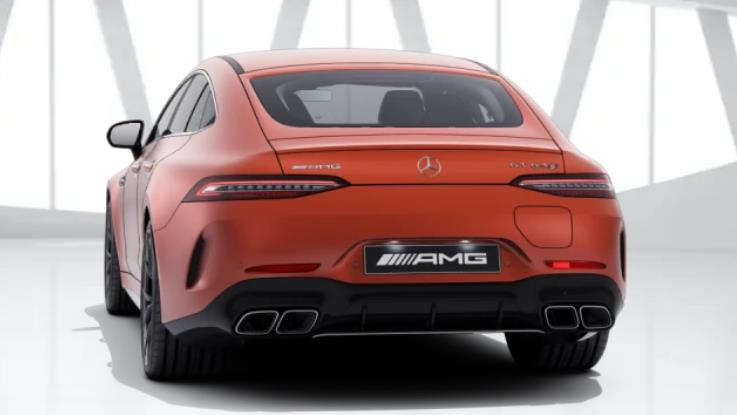 Mercedes-Benz Mercedes-AMG GT 63 S E Performance — Trapezoidal twin exhaust tailpipes, an electrically extendable rear spoiler and an integrated charging flap define the rear.