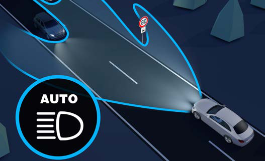 Mercedes-Benz EQS — Adaptive Highbeam Assist Plus keeps high beam active without dazzling oncoming traffic