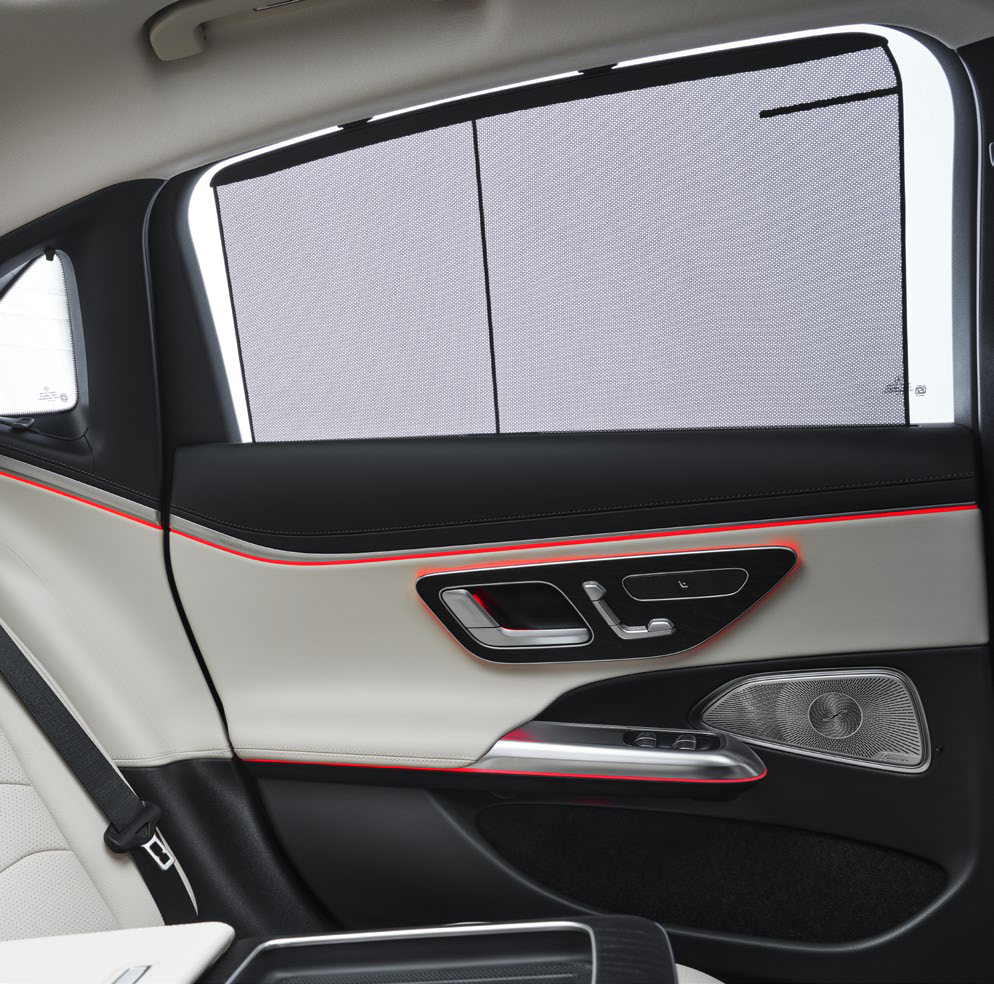 Mercedes-Benz E-Class — Electric roller sunblinds for the rear side windows