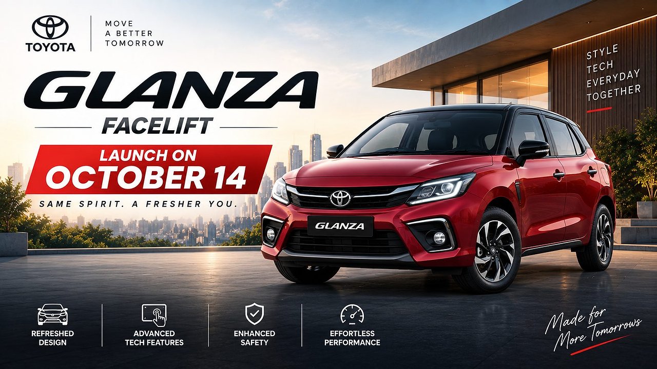 Toyota Glanza Facelift Launch on October 14: New Grille, Sunroof, Same ₹6.73L Start?