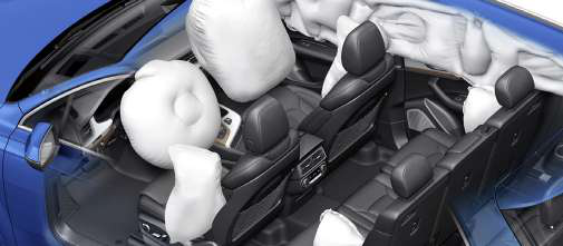 Audi e-tron GT — Illustration of the airbag system protecting front and rear occupants