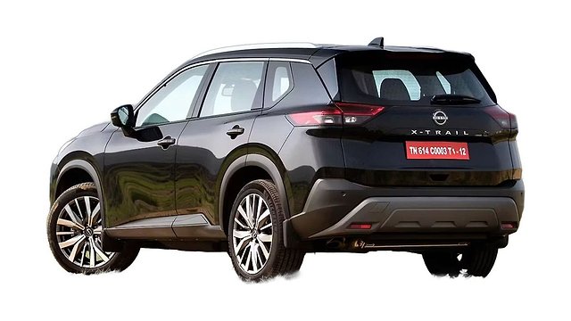 Black Nissan X-Trail SUV shown from side angle against white background.