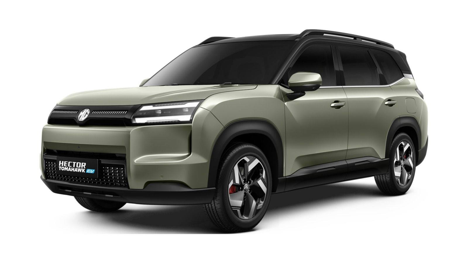 MG Hector Tomahawk EV in Khaki Green & Starry Black Roof