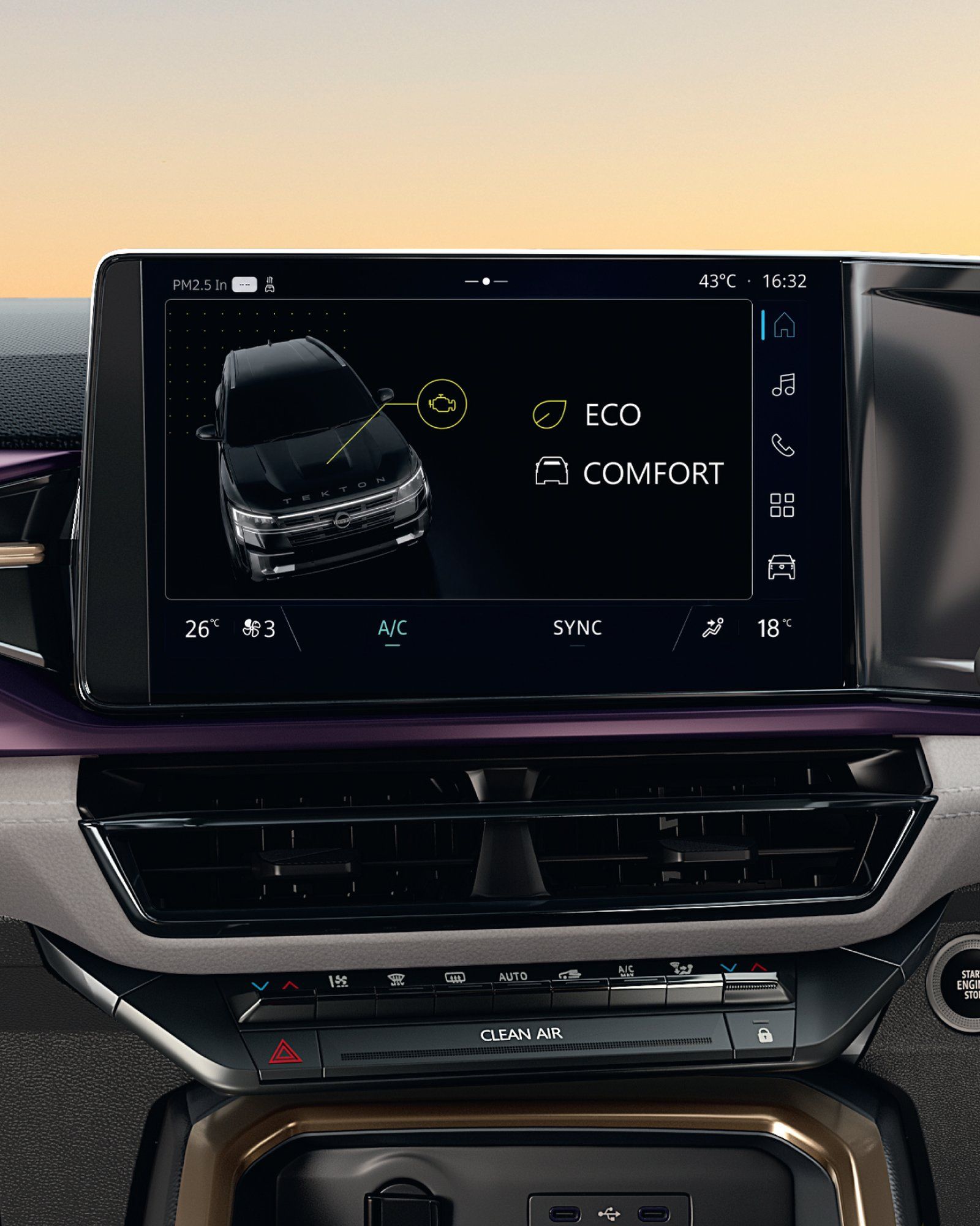 Nissan Tekton — Dual drive modes - Eco and Comfort - each with dedicated mood lighting