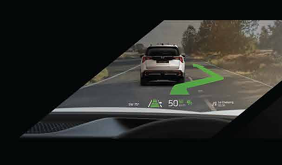 Mahindra XEV 9S, VisionX augmented-reality head-up display projects navigation onto the windshield