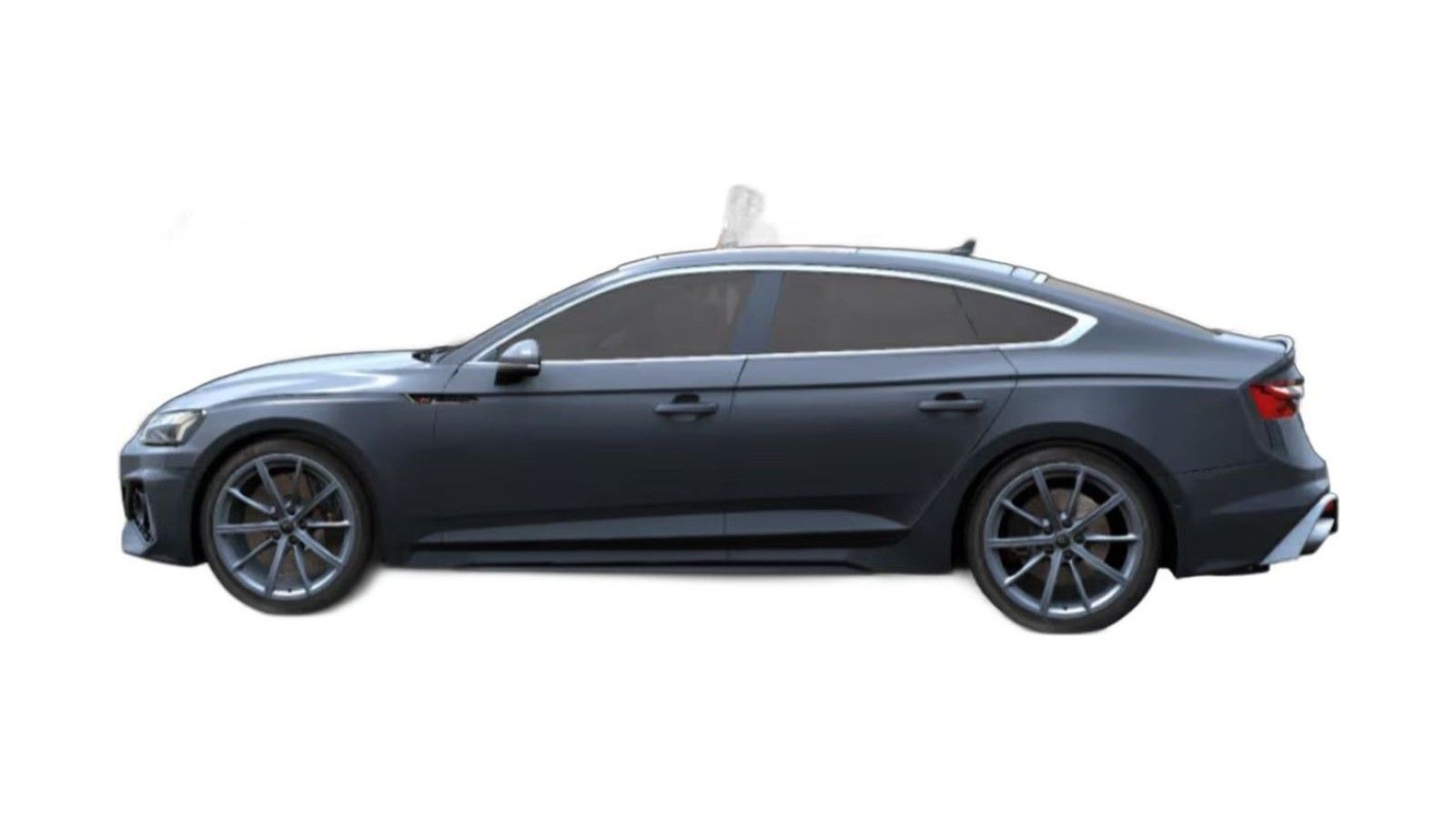 Dark blue sedan with four doors, alloy wheels, side profile view.