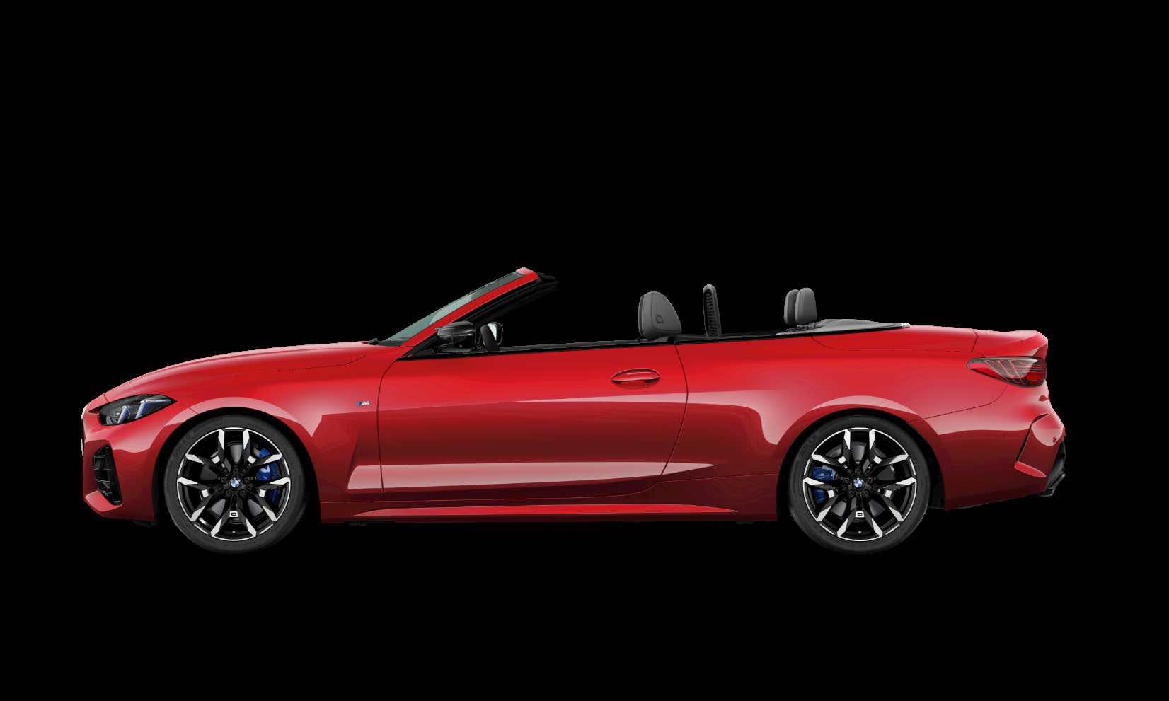 BMW M440i — Two-door convertible side profile riding on 19-inch M light bicolour V-spoke alloy wheels.