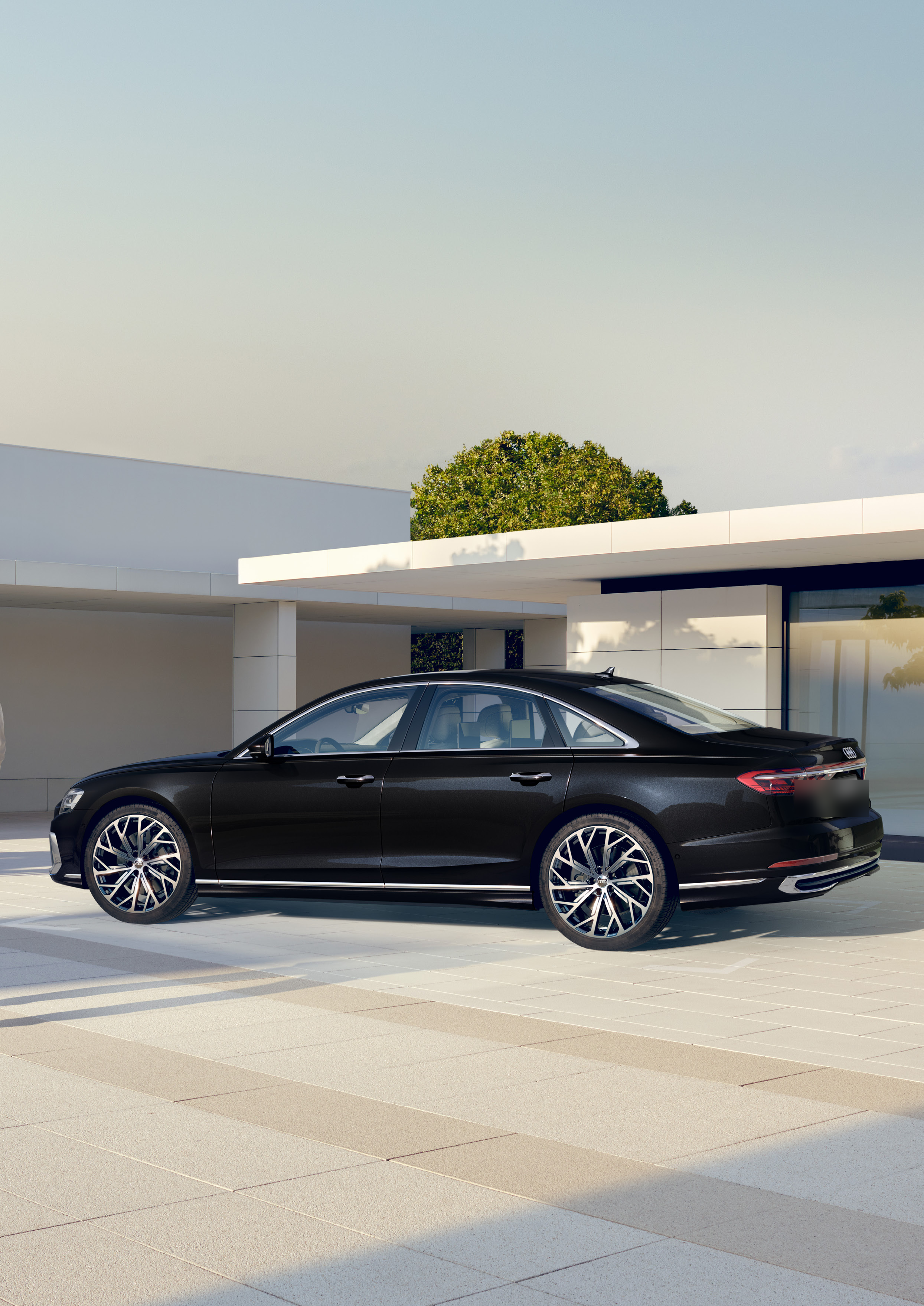 Audi A8 L — Long-wheelbase silhouette of the Audi A8 L on 21-inch alloy wheels