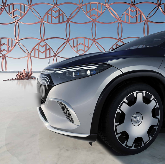 Mercedes-Benz Mercedes-Maybach EQS SUV, DIGITAL LIGHT LED headlamps flanking the vertical-slat Maybach grille and monogram air intake