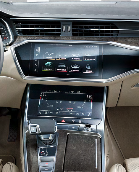 Audi A6, MMI Navigation Plus dual touchscreens with the 25.6 cm upper HD display