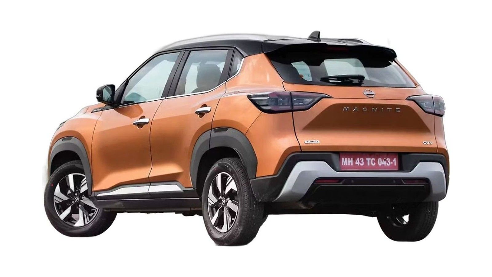 Orange compact SUV shown from the side view against a white background.