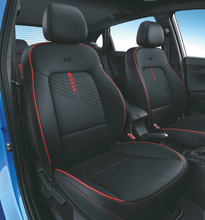 Hyundai i20 N Line — Chequered flag design leather seats with N logo