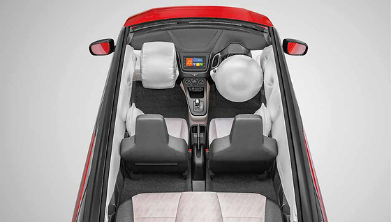 Maruti Suzuki Wagon R, Six airbags offered as standard, shown deployed in this top-down cabin view.