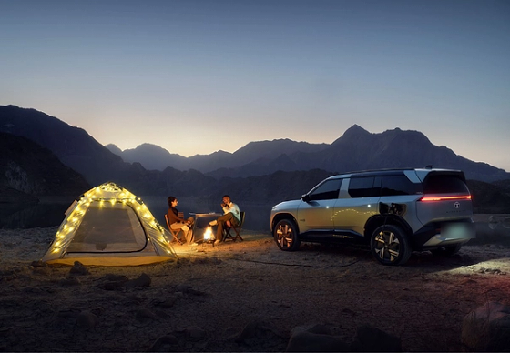 Tata Sierra EV, Vehicle-to-Load (V2L) powers campsite lighting and appliances directly from the car outdoors