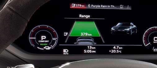 Audi e-tron GT, Audi virtual cockpit displaying the remaining driving range and range map