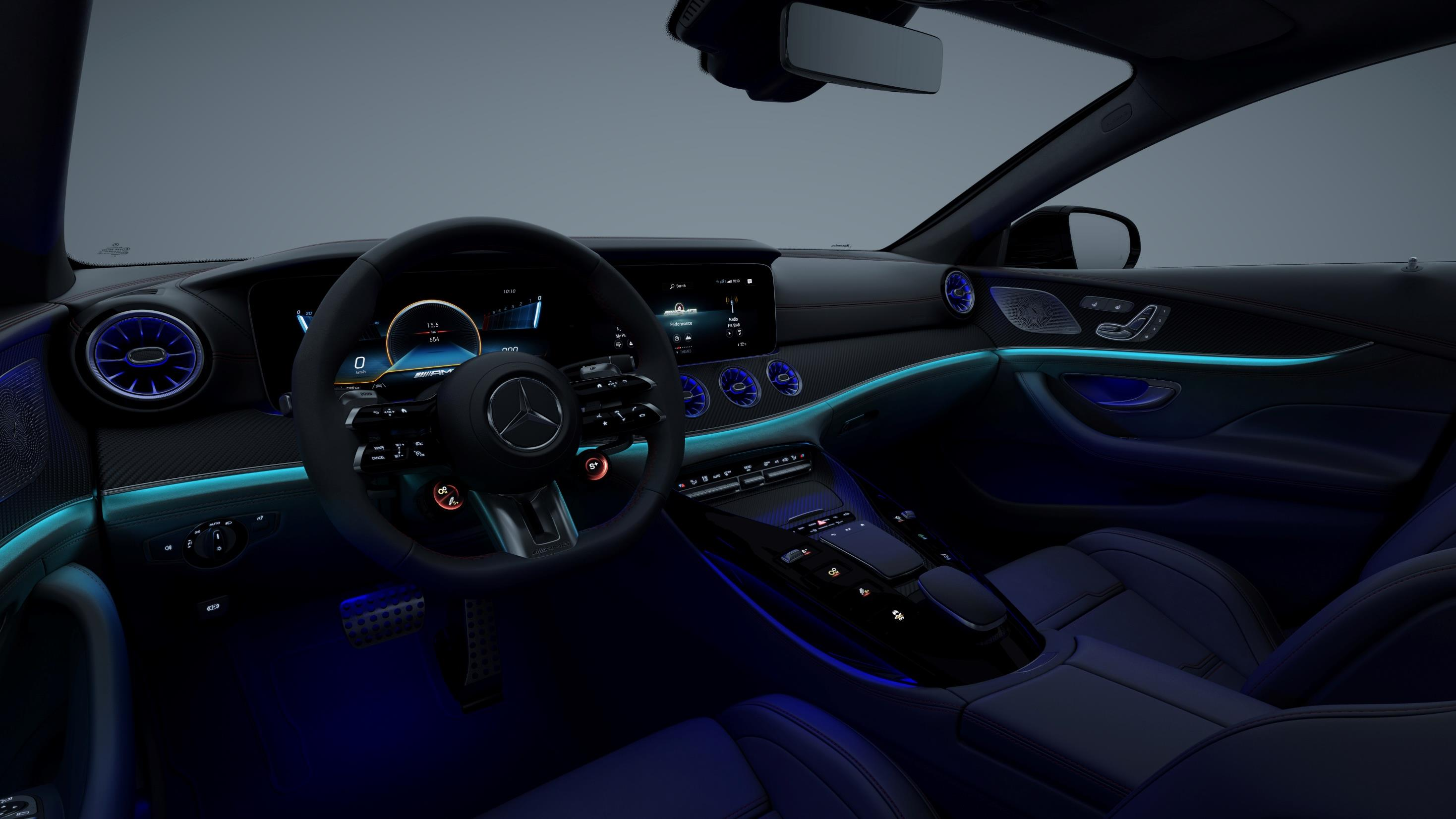 Mercedes-Benz Mercedes-AMG GT 63 S E Performance — Cabin ambient lighting available in 64 colours.