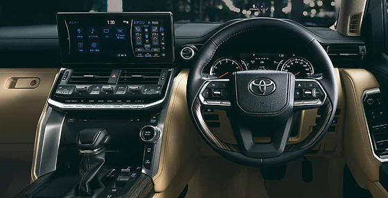 Toyota Land Cruiser, Dashboard with large infotainment touchscreen and digital driver display