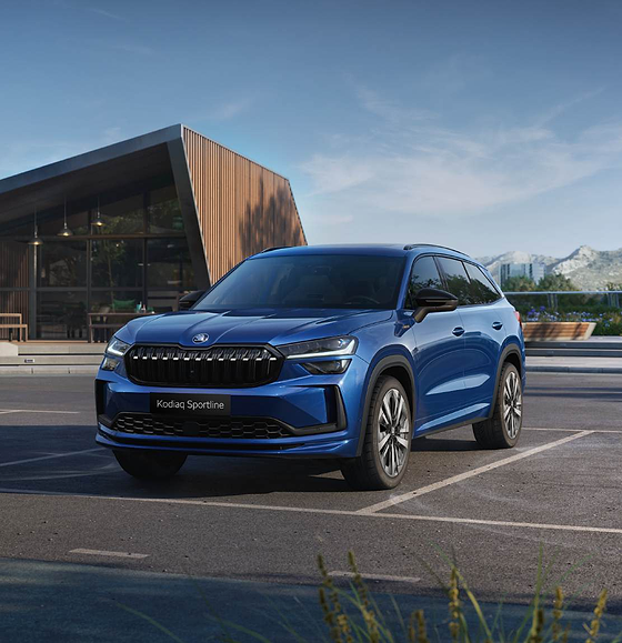 Skoda Kodiaq, Kodiaq Sportline nose with gloss-black grille and LED Matrix headlights