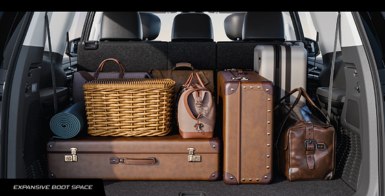 MG Majestor, Expansive boot loaded with luggage, third-row seats folded flat