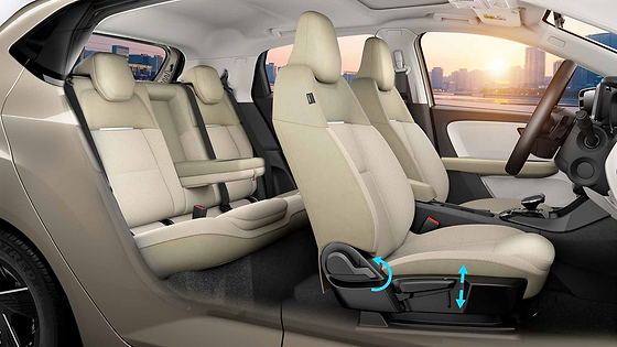Tata Altroz, Height-adjustable driver seat plus contoured Executive Lounge rear seats with extended under-thigh support
