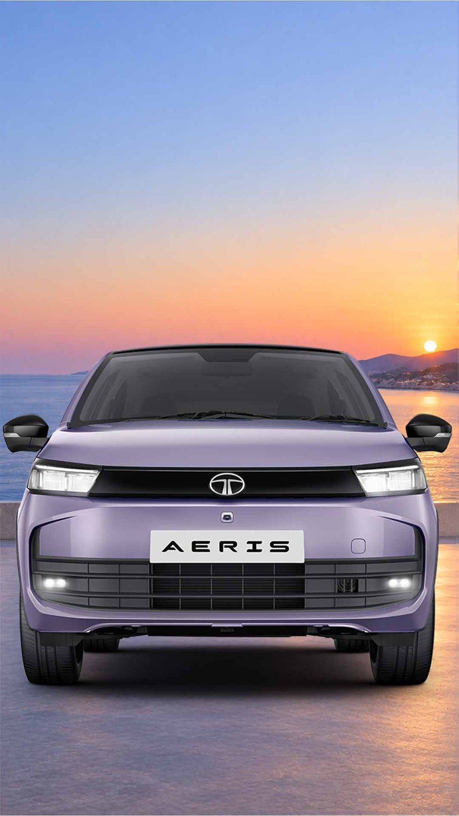 Tata Aeris, Signature LED headlamps with DRLs give the nose a full-width lit signature
