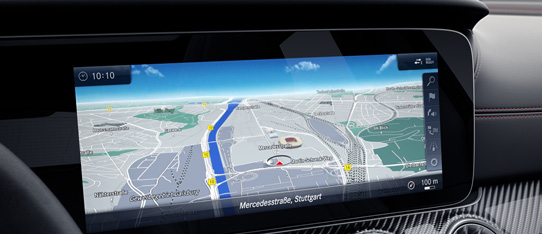 Mercedes-Benz Mercedes-AMG GT 63 S 4MATIC+ — 3D map navigation on the central widescreen display