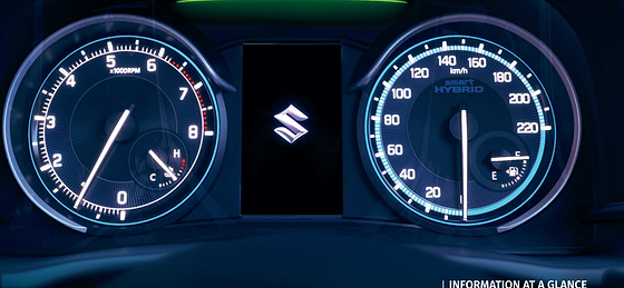 Maruti Suzuki XL6, Analogue tachometer and speedometer flanking a central multi-information display