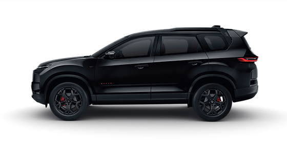 Tata Safari, Red #DARK Blackstone R19 alloys with red brake calipers