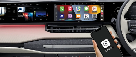 Tata Sierra, Wireless Apple CarPlay and Android Auto on the Horizon View triple-screen infotainment