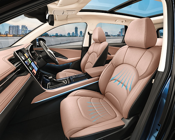 MG Hector, Ventilated front seats in tan leatherette upholstery