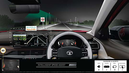 Tata Harrier, Intelligent Speed Assist reads map data and traffic signs