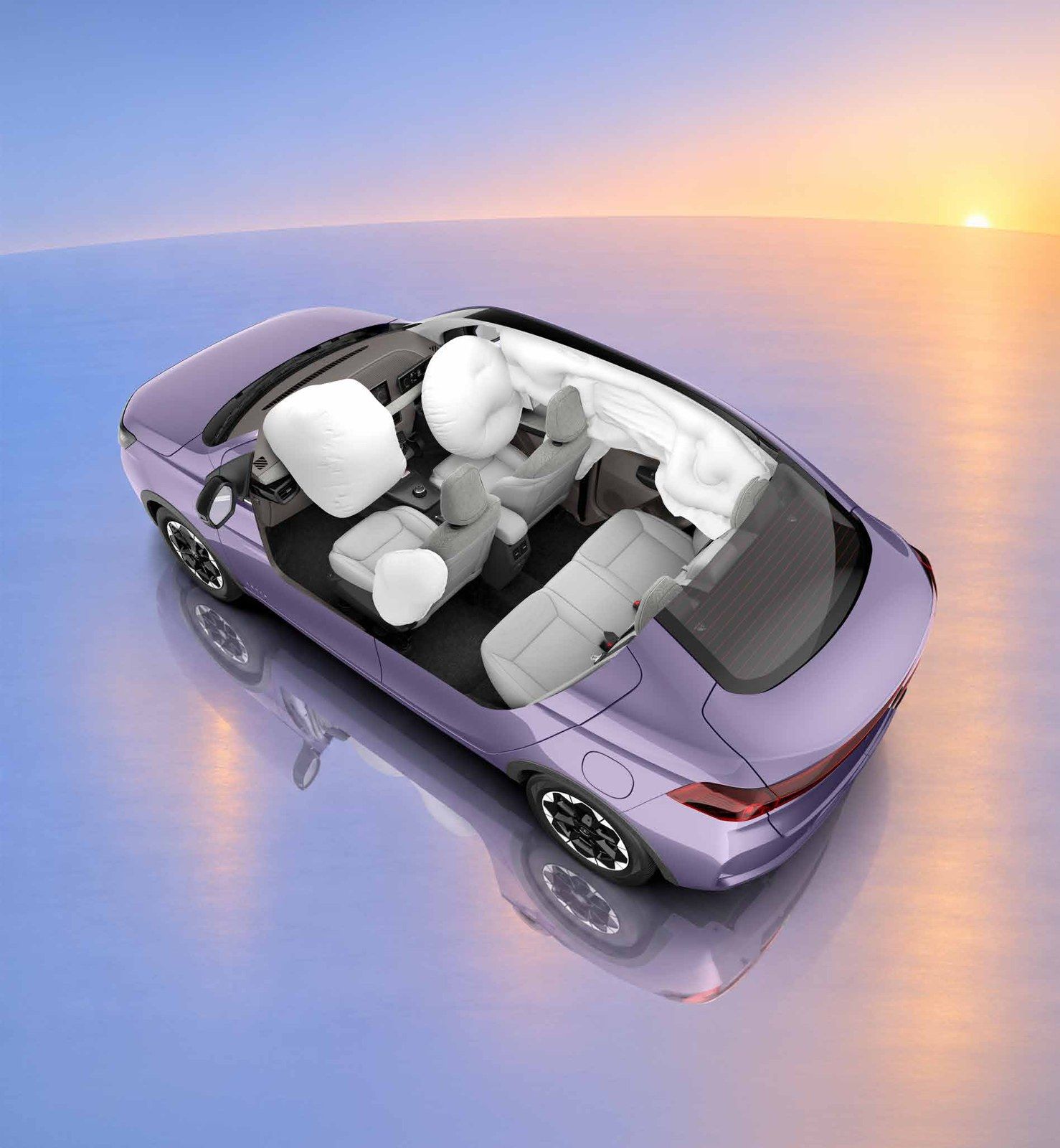 Cutaway showing the six airbags fitted to every Tata Aeris