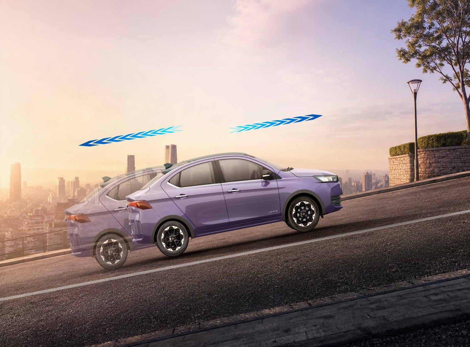 Tata Aeris, Electronic Stability Program with traction control, holding line through a bend