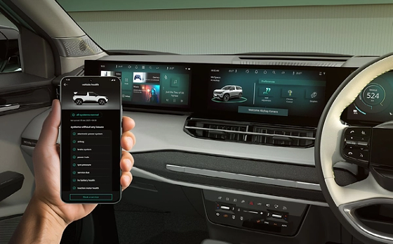 Tata Sierra EV, iRA.ev connected-car suite: vehicle health, remote lock/unlock and charging control from the smartphone app, with OTA updates