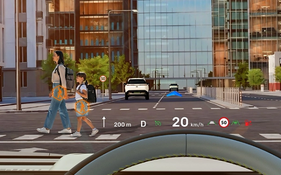 Tata Sierra EV, HypAR augmented-reality heads-up display projects 19 real-time guidance features onto the windshield