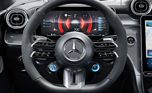 Mercedes-Benz Mercedes-AMG GLC 43 4MATIC Coupe — AMG Performance steering wheel in nappa leather and MICROCUT microfibre with aluminium shift paddles.
