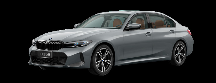 BMW M340i — BMW M340i xDrive 50 Jahre Edition in Dravit Grey Metallic, featuring High-Gloss Black grille frame and special 50 Jahre detailing