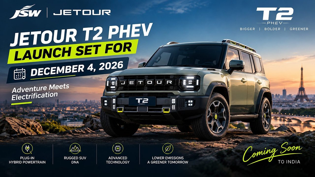 JSW Jetour T2 PHEV launch set for December 4, 2026 at ₹30–45 lakh