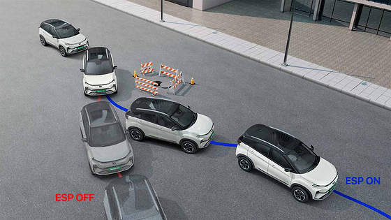 Tata Nexon EV, ESP with i-VBAC holds the intended line - ESP ON vs OFF obstacle-avoidance comparison