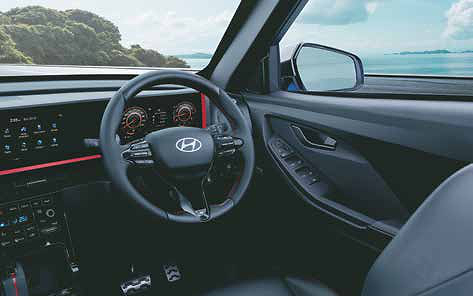 Hyundai Creta N Line, 3-spoke leather steering wheel with N logo