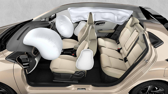 Tata Altroz, Six airbags as standard - dual front, side and curtain airbags shown deployed in the cutaway