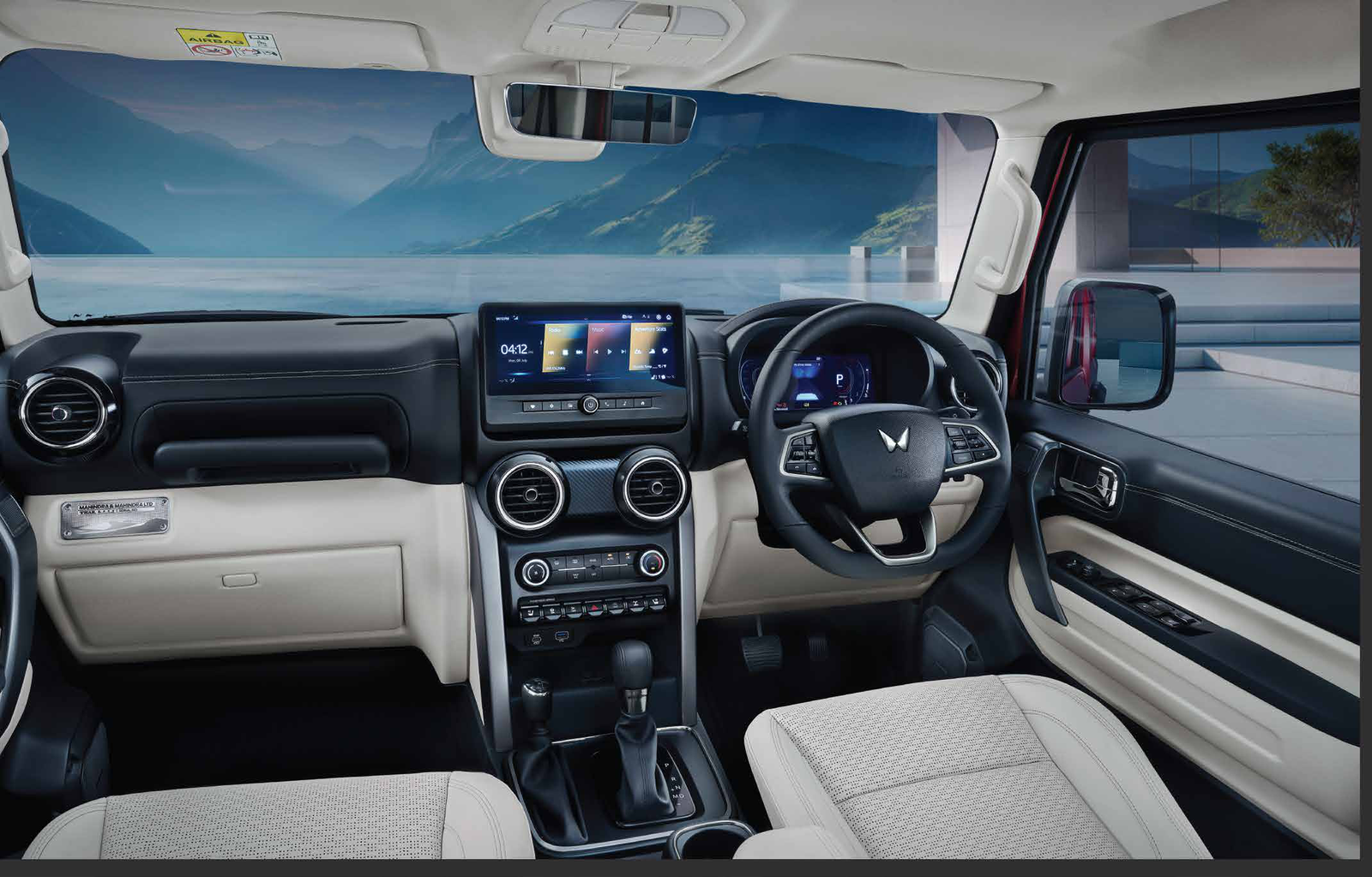 Mahindra Thar Roxx — Digital cockpit with twin 26.03 cm screens and wireless Android Auto/Apple CarPlay