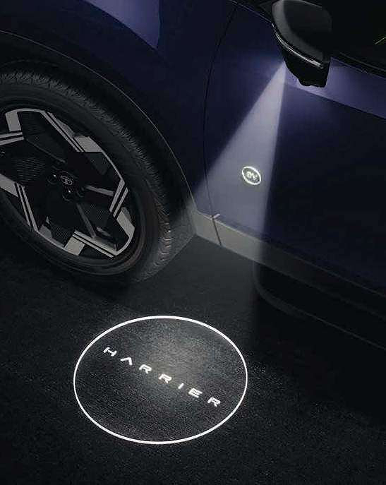 Tata Harrier EV, Logo projection puddle lamps beam a Harrier welcome graphic onto the ground