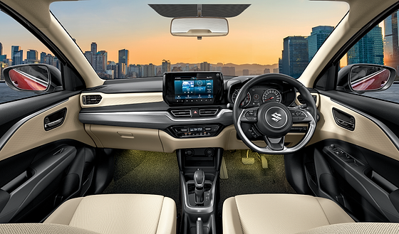 Maruti Suzuki Dzire, Dual-tone dashboard with 22.86 cm SmartPlay Pro+ touchscreen and analogue instrument cluster