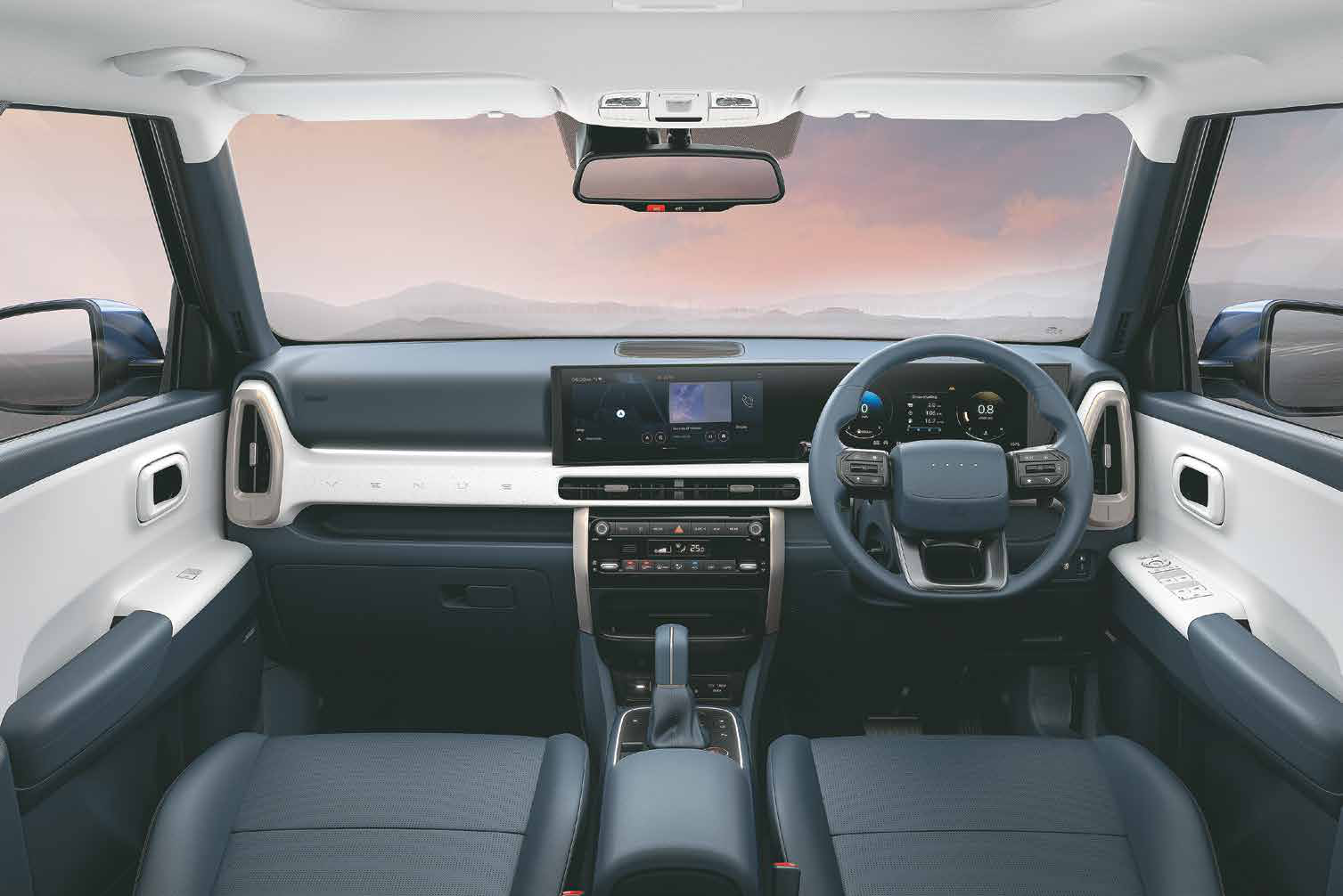Hyundai Venue — Dual tone dark navy and dove grey interior theme