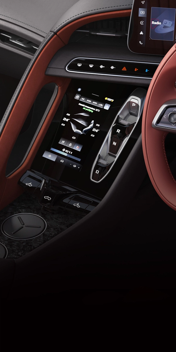 MG Cyberster, Centre console with control screen, digital shifter and haptic climate controls