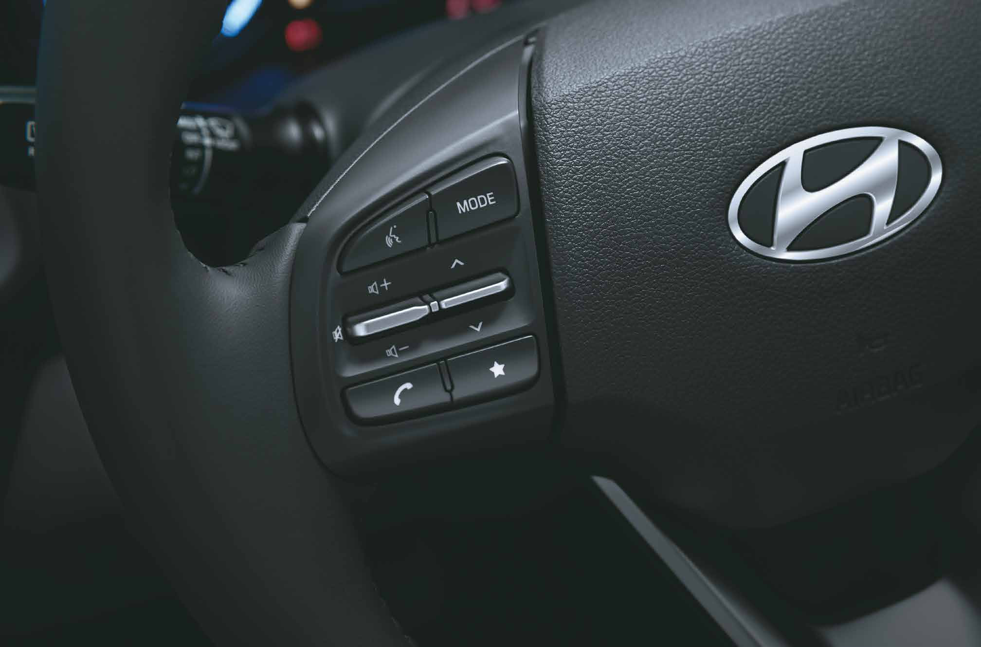 Hyundai Grand i10 Nios — Steering-mounted audio and Bluetooth controls